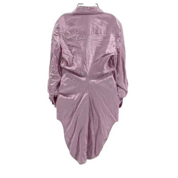Alexander Wang Pink Viscose Ruched Crinkled-Satin Shirt Size 0